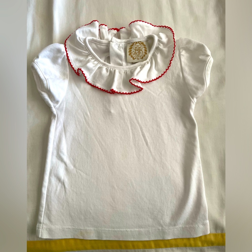 The Beaufort Bonnet Company red edged ruffle puff sleeve top
